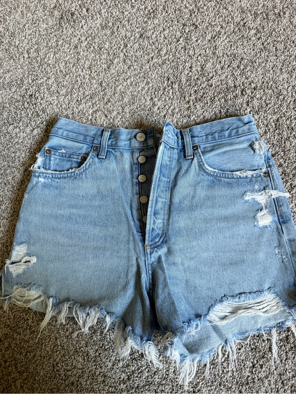 Agolde High-Waist Distressed Denim Shorts - Women